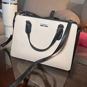 KATE SPADE Reese Laurel Way Purse Satchel Soft Porcelain/Black (Clean)